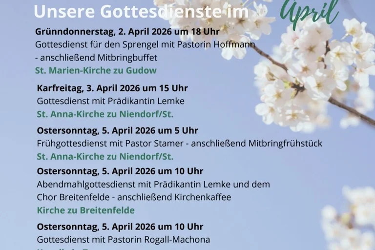 Gottesdienste rund um Ostern
