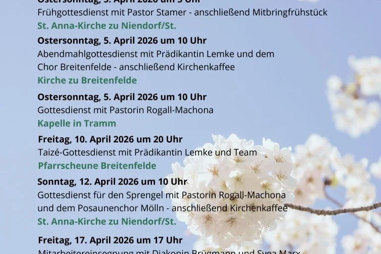 Gottesdienste im Monat April